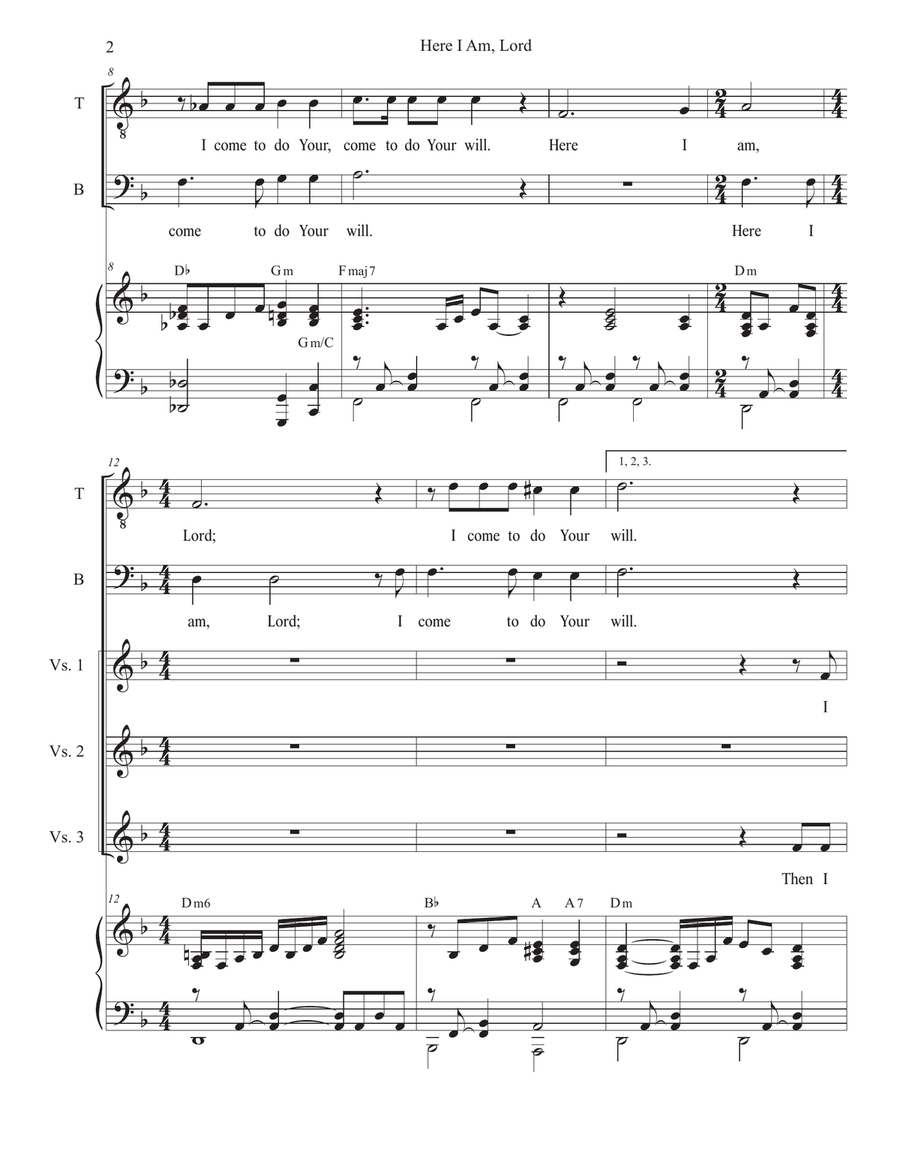 Here I Am, Lord (2-part choir - (TB) TB scores gallery preview page 2