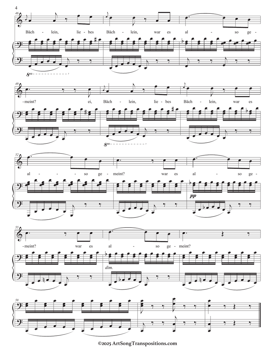 SCHUBERT: Halt! D. 795 no. 3 (transposed to 6 keys: C, B, B-flat, A, A-flat, G major) Piano, Vocal scores gallery preview page 5