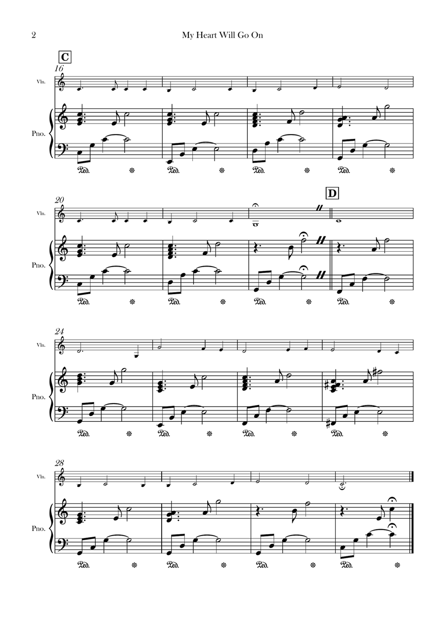 My Heart Will Go On (love Theme From 'titanic') Violin Solo scores gallery preview page 2