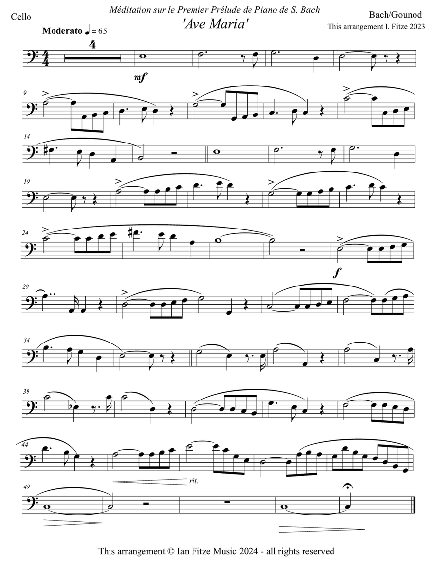Prelude #1 in C Major/Ave Maria Piano scores gallery preview page 2