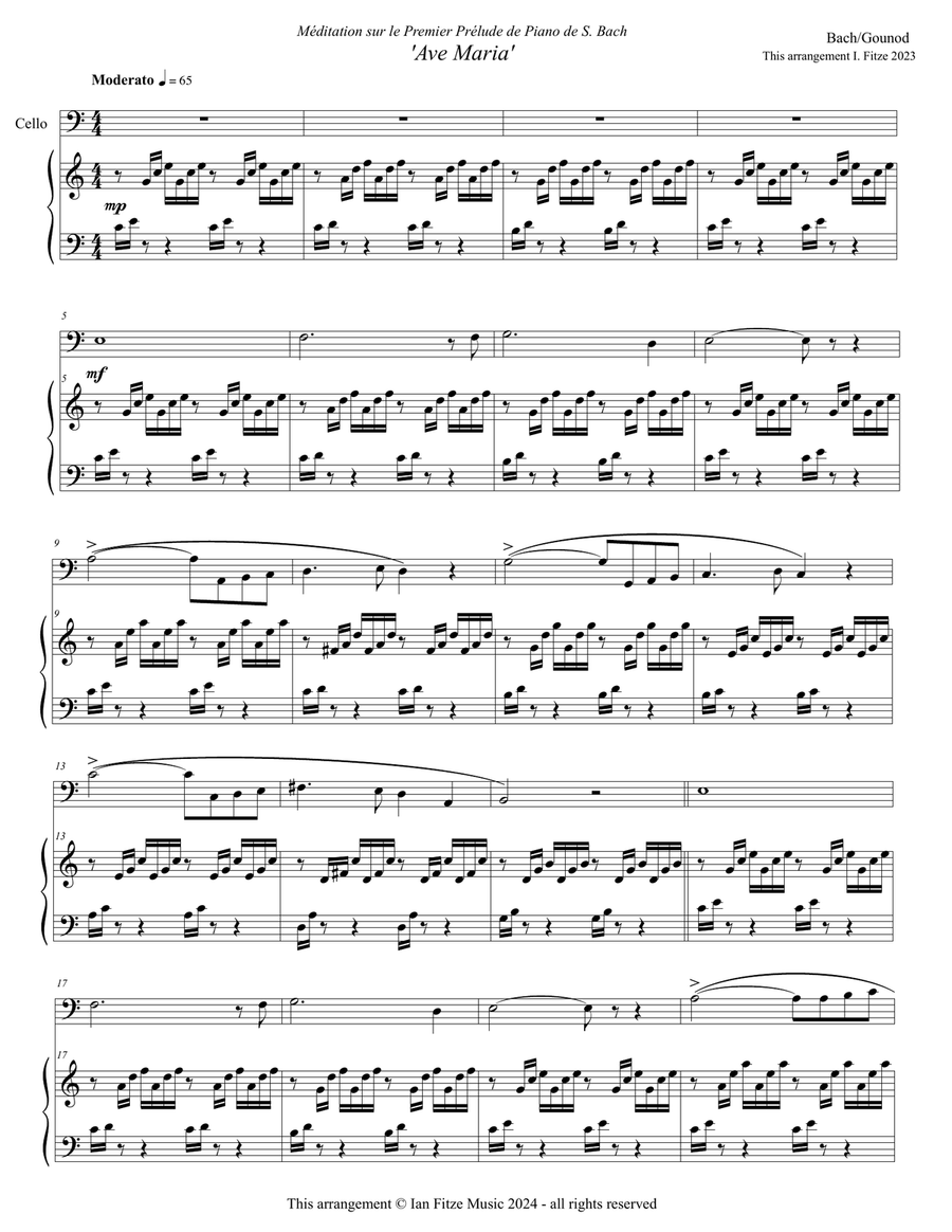 Prelude #1 in C Major/Ave Maria Piano scores gallery preview page 3