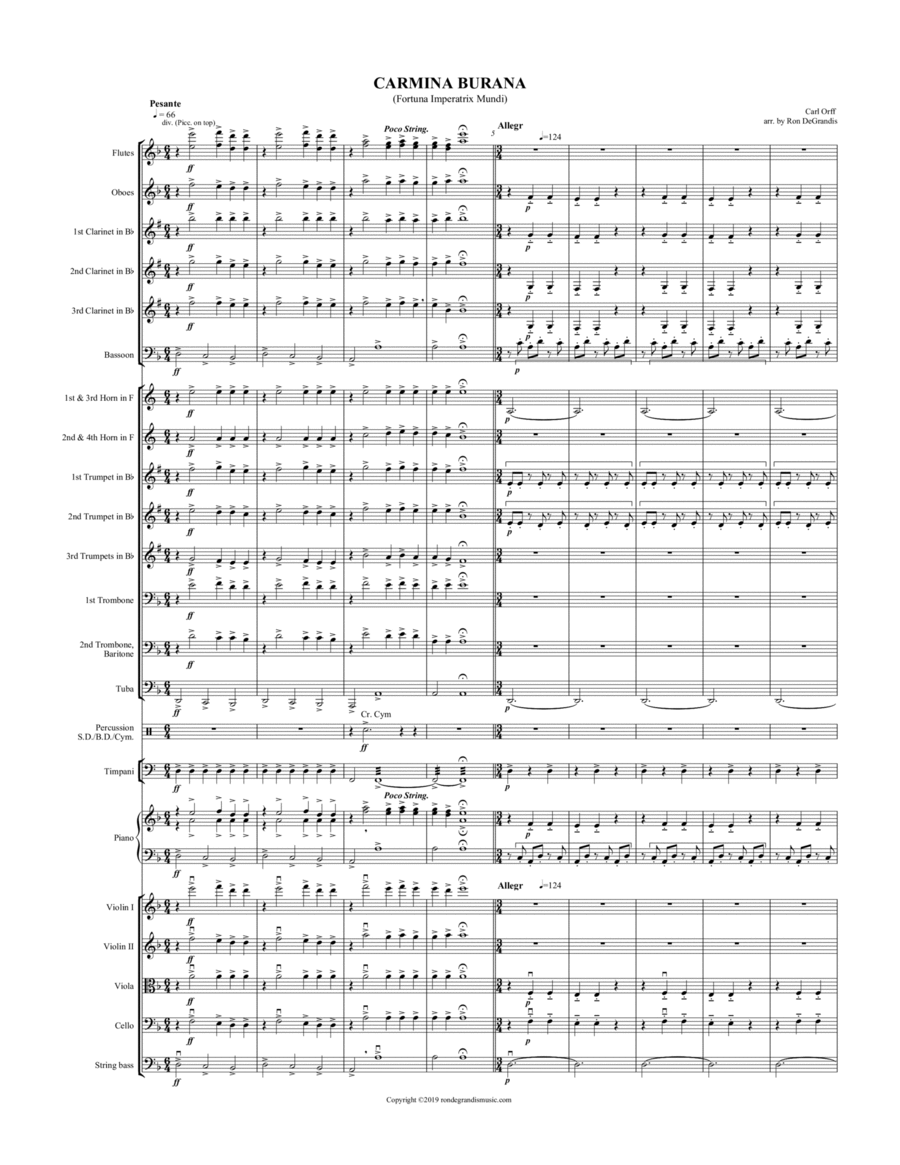 Carmina Burana (Fortuna Imperatrix Mundi) Full Orchestra scores gallery preview page 1