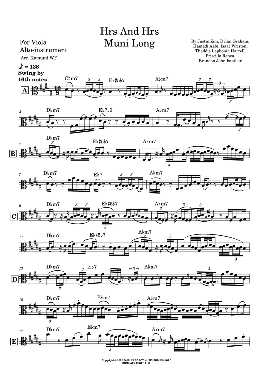 Hrs And Hrs Hrs And Hrs Viola Solo scores gallery preview page 1