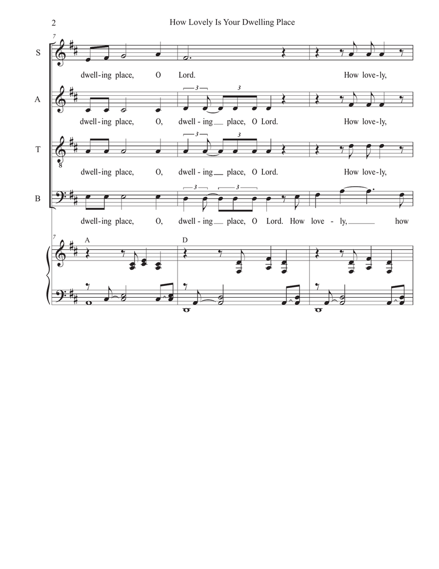 How Lovely Is Your Dwelling Place (Psalm 84) (Vocal Quartet - (SATB) 4-Part scores gallery preview page 2