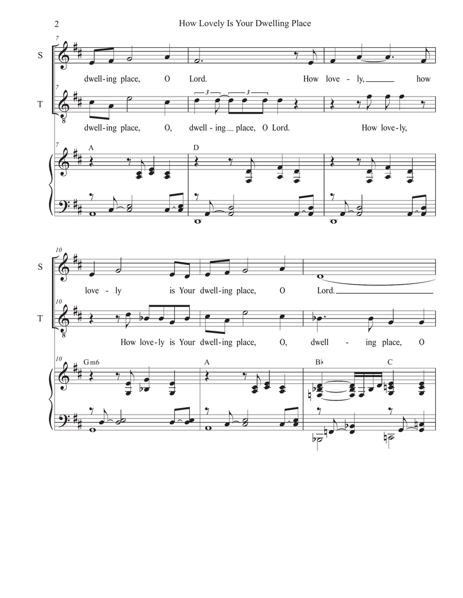 How Lovely Is Your Dwelling Place (Psalm 84) (Duet for Soprano and Tenor solo) Tenor Voice scores gallery preview page 2