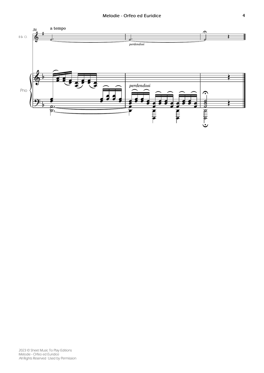 Melodie from Orfeo ed Euridice - Bb Clarinet and Piano (Full Score and Parts) B-Flat Clarinet scores gallery preview page 5