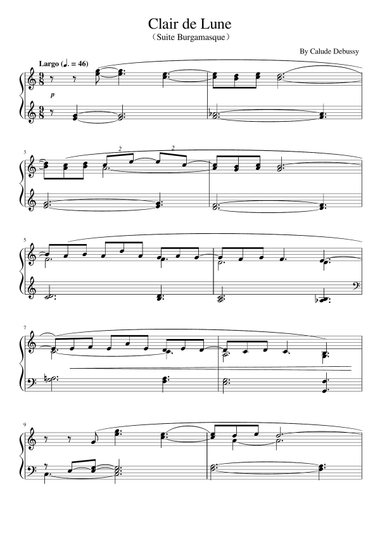 Claire De Lune - （Suite Burgamasque）- For Easy Piano - Claude Debussy