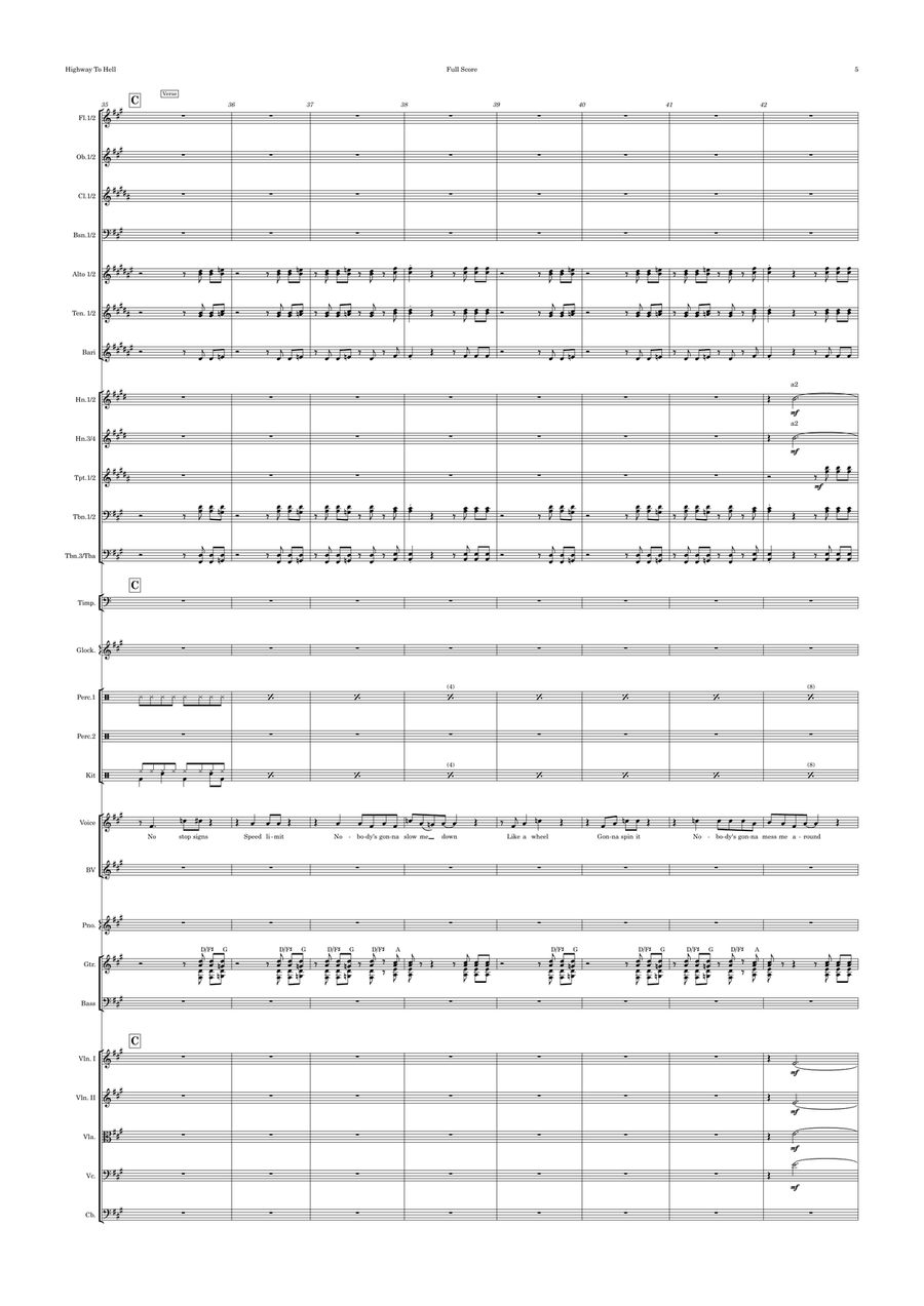 Highway To Hell Full Orchestra scores gallery preview page 5