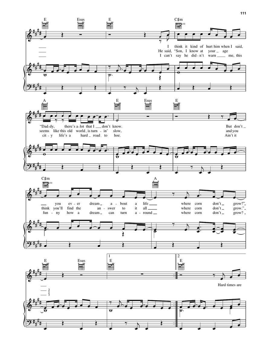 Where Corn Don't Grow Where Corn Don't Grow Piano, Vocal, Guitar scores gallery preview page 2