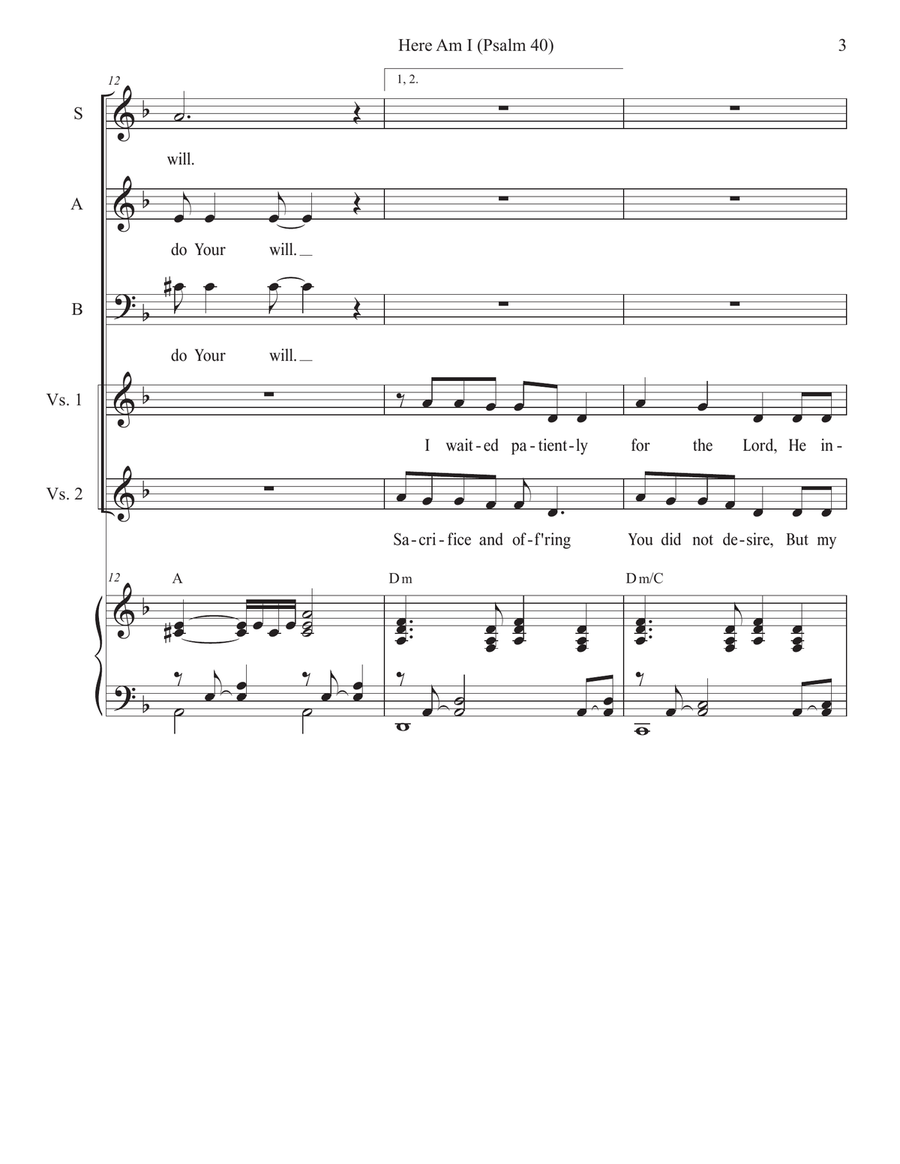 Here Am I (Psalm 40) (SAB) 3-Part scores gallery preview page 3