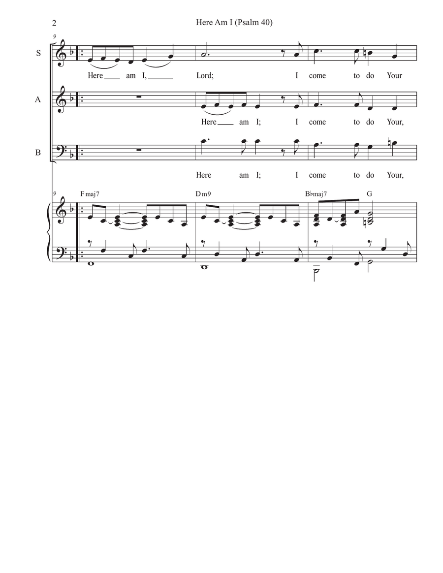 Here Am I (Psalm 40) (Vocal Trio - (SAB) 3-Part scores gallery preview page 2