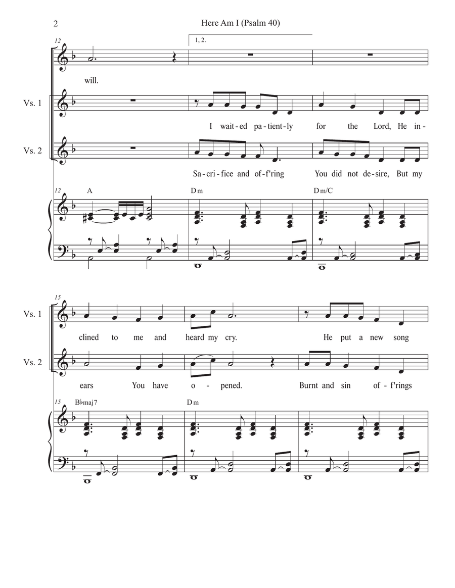 Here Am I (Psalm 40) (Vocal solo) Here Am I (Psalm 40) (Vocal solo) Piano, Vocal scores gallery preview page 2