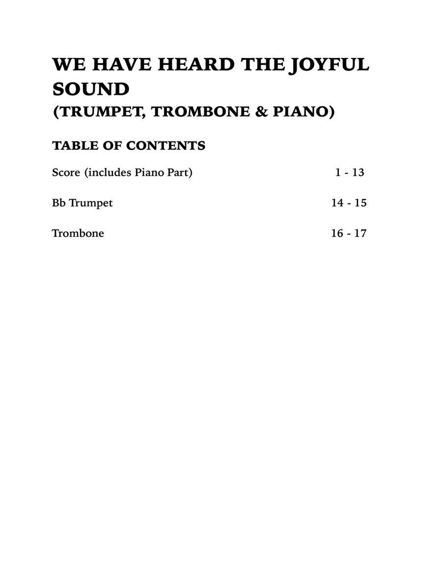 We Have Heard the Joyful Sound (Jesus Saves): Trio for Trumpet, Trombone and Piano Brass Trio scores gallery preview page 4