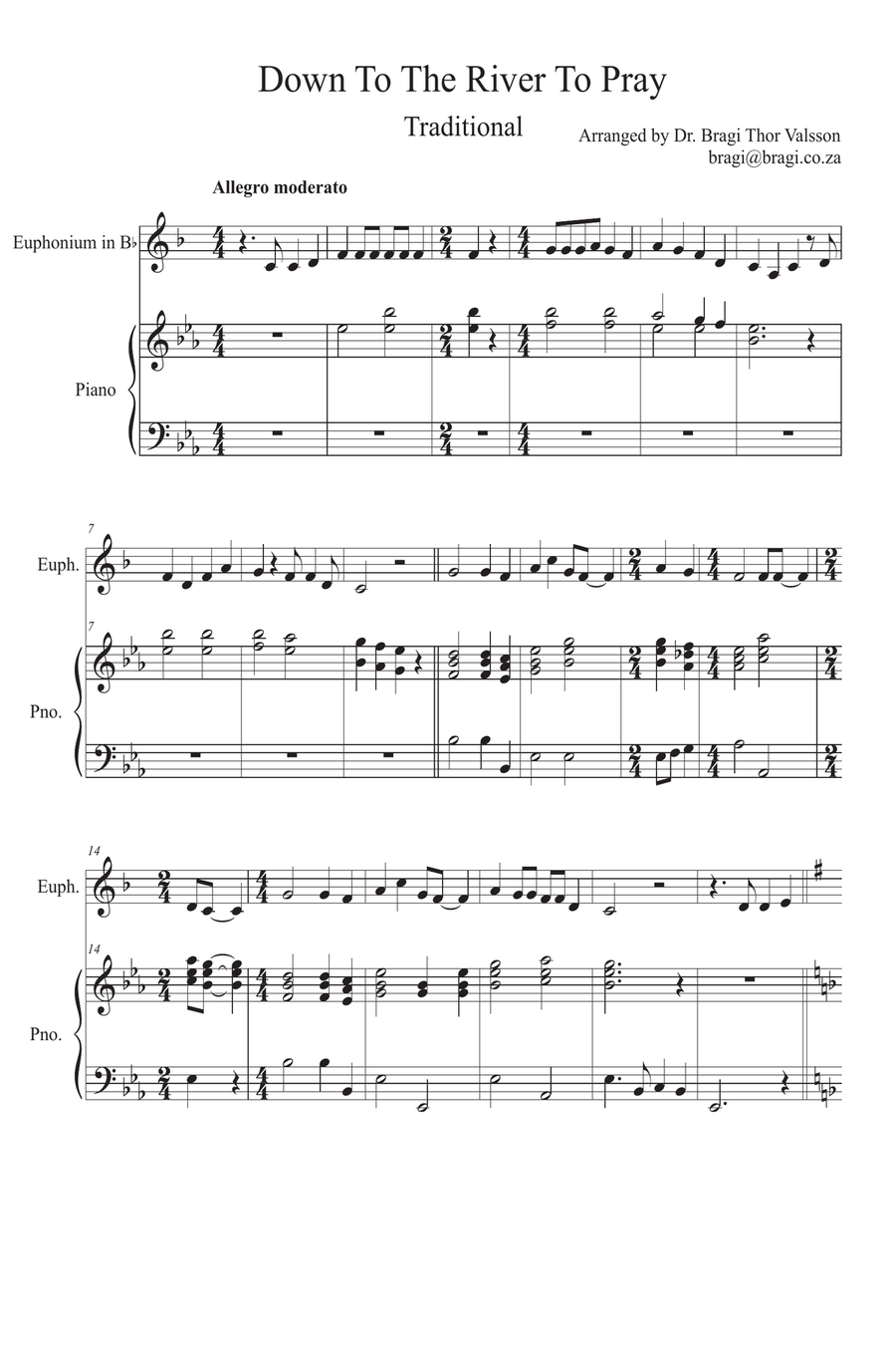 Down to the River To Pray - Euphonium with Piano accompaniment Down to the River To Pray - Euphonium with Piano accompaniment Euphonium scores gallery preview page 4