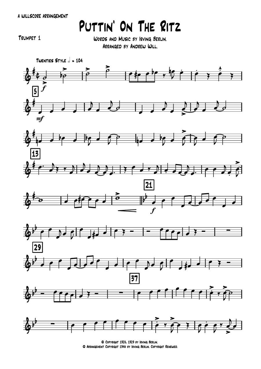 Puttin' On The Ritz Puttin' On The Ritz Brass Quartet scores gallery preview page 5