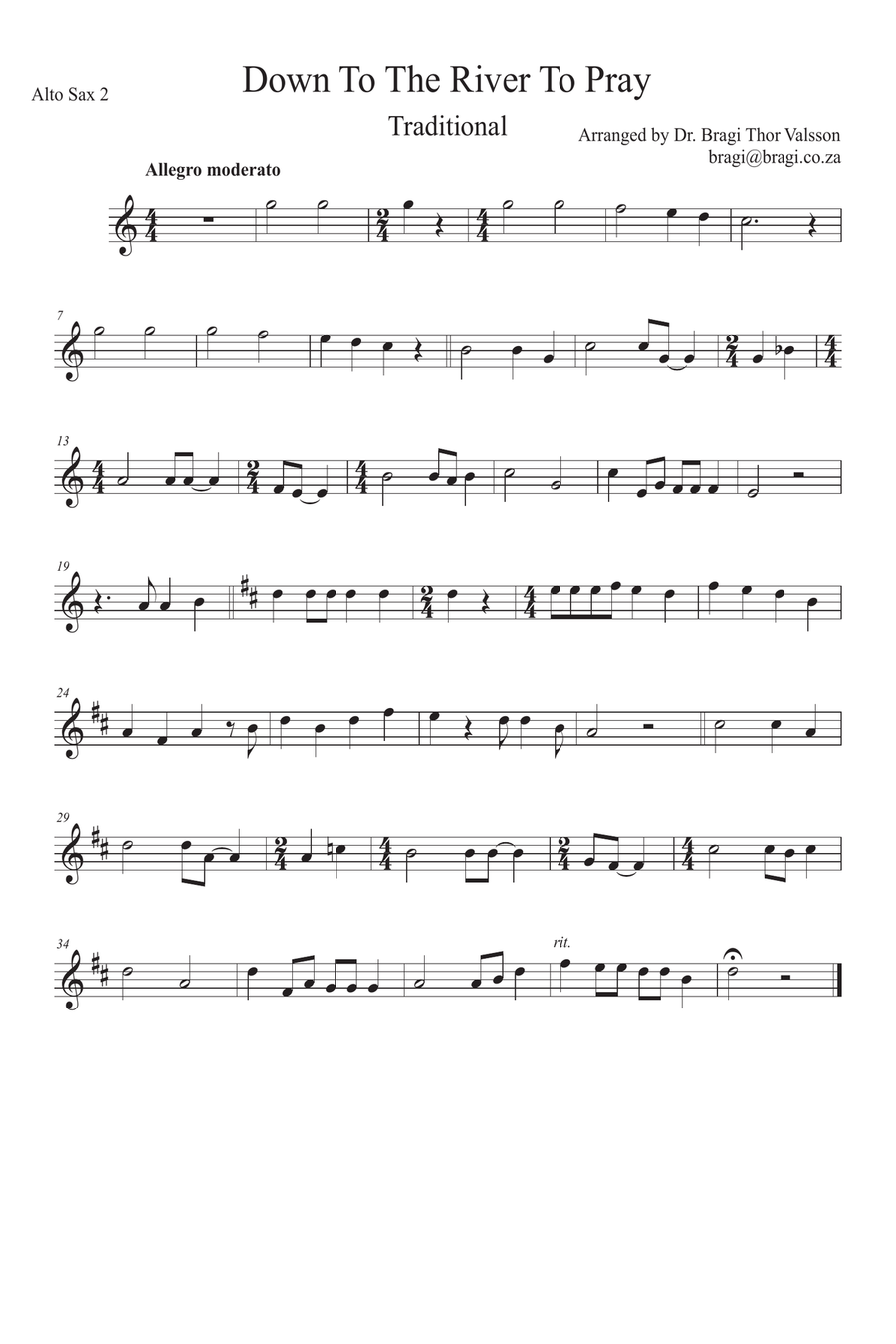 Down To The River To Pray - Saxophone Quartet with optional Piano accompaniment - score and parts Woodwind Ensemble scores gallery preview page 6