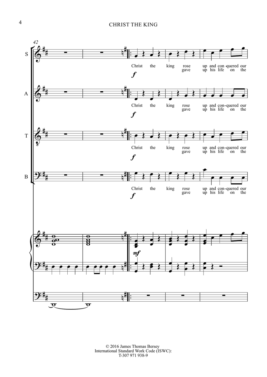 Christ the King (Anthem for choir & organ) 4-Part scores gallery preview page 6