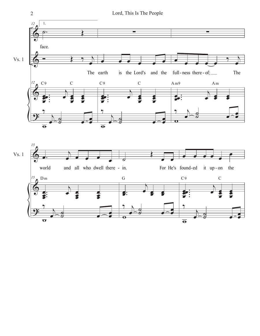 Lord, This Is The People (Psalm 24) (Unison choir - High Key) Unison Choir scores gallery preview page 2