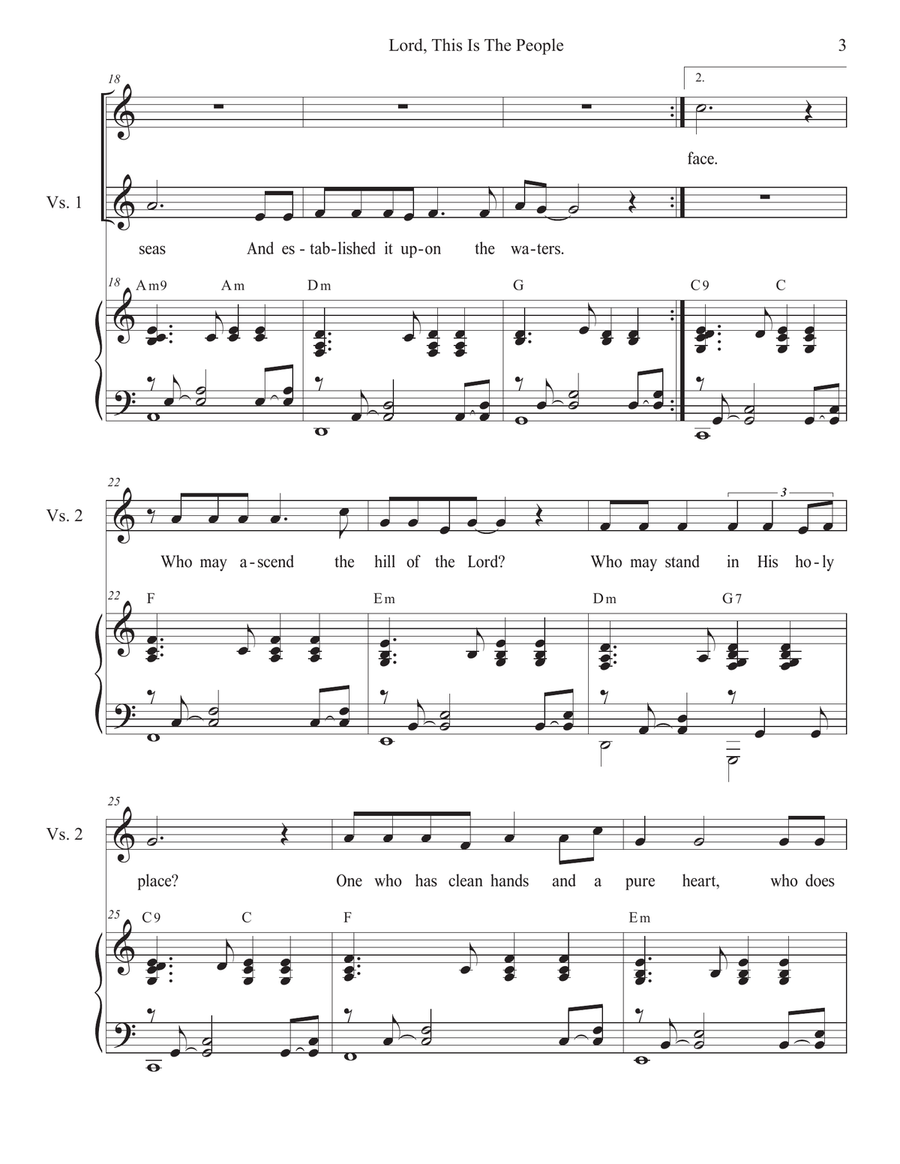 Lord, This Is The People (Psalm 24) (Unison choir - High Key) Unison Choir scores gallery preview page 3