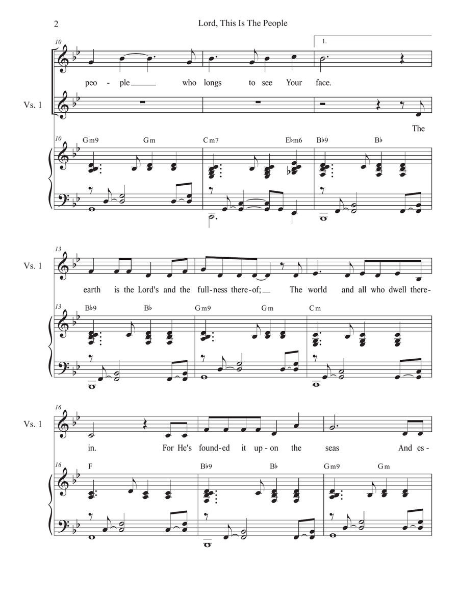 Lord, This Is The People (Psalm 24) (Unison choir - Medium Key) Unison Choir scores gallery preview page 2