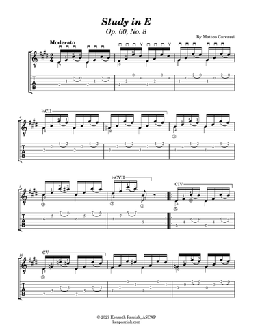 Study in E Major (for Guitar)