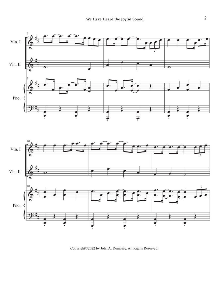 We Have Heard the Joyful Sound (Jesus Saves): Trio for Two Violins and Piano String Duet scores gallery preview page 6