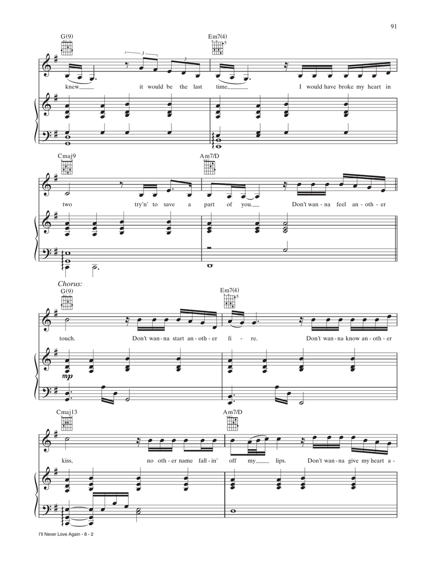 I'll Never Love Again (from A Star Is Born) Piano, Vocal, Guitar scores gallery preview page 2