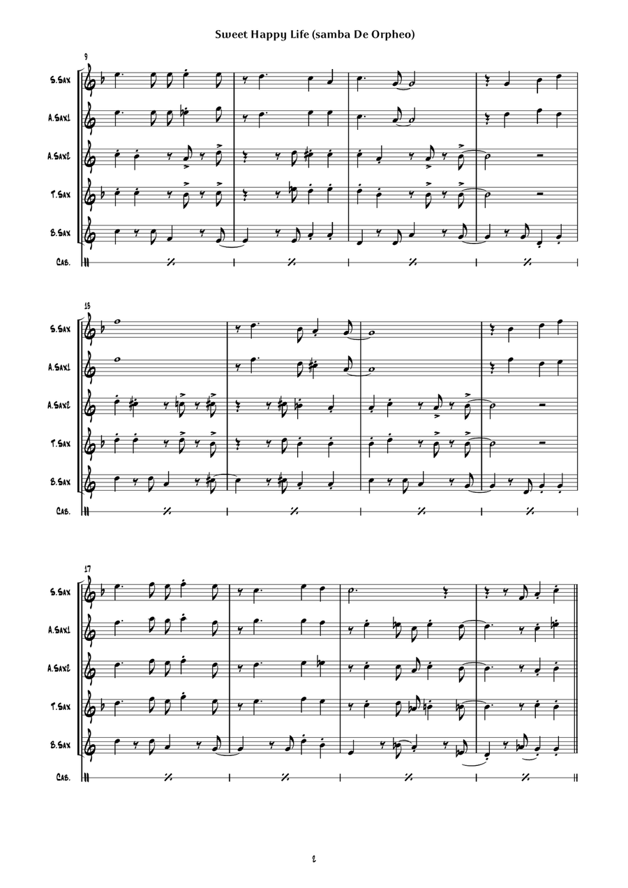 Sweet Happy Life (samba De Orpheo) Saxophone Quintet scores gallery preview page 5