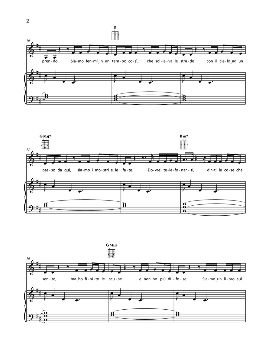 Due Vite Due Vite Piano, Vocal, Guitar scores gallery preview page 2
