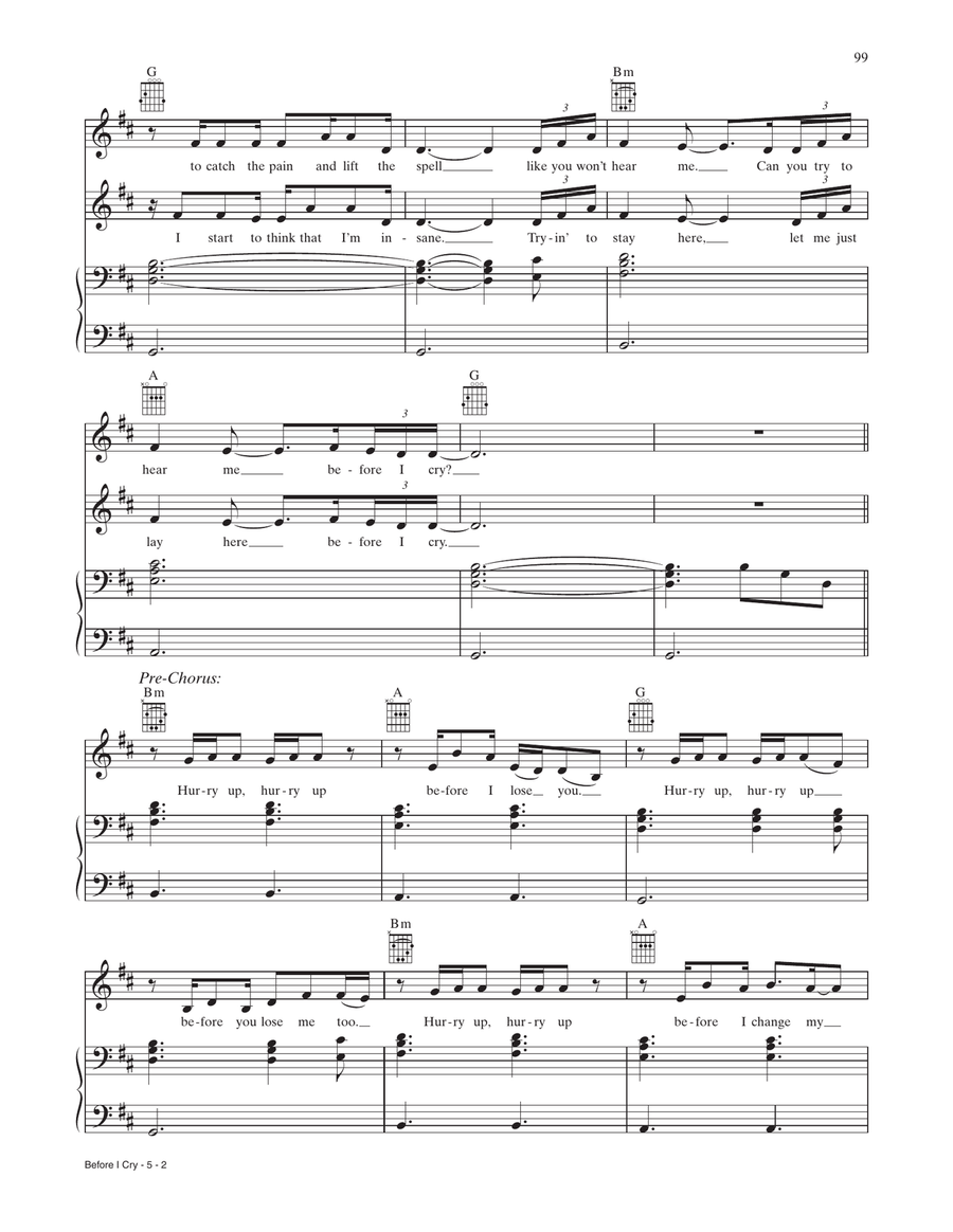 Before I Cry (from A Star Is Born) Piano, Vocal, Guitar scores gallery preview page 2