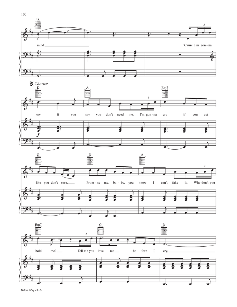 Before I Cry (from A Star Is Born) Piano, Vocal, Guitar scores gallery preview page 3