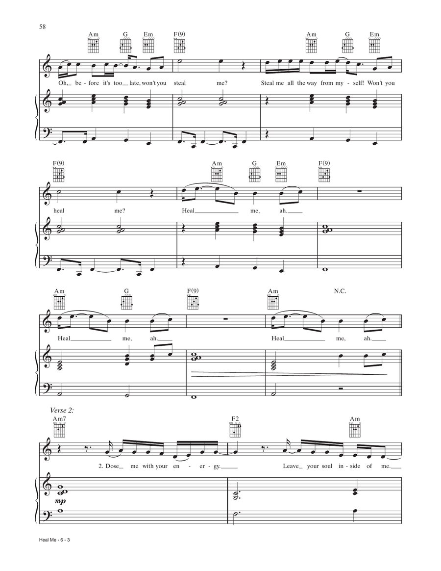 Heal Me (from A Star Is Born) Piano, Vocal, Guitar scores gallery preview page 3