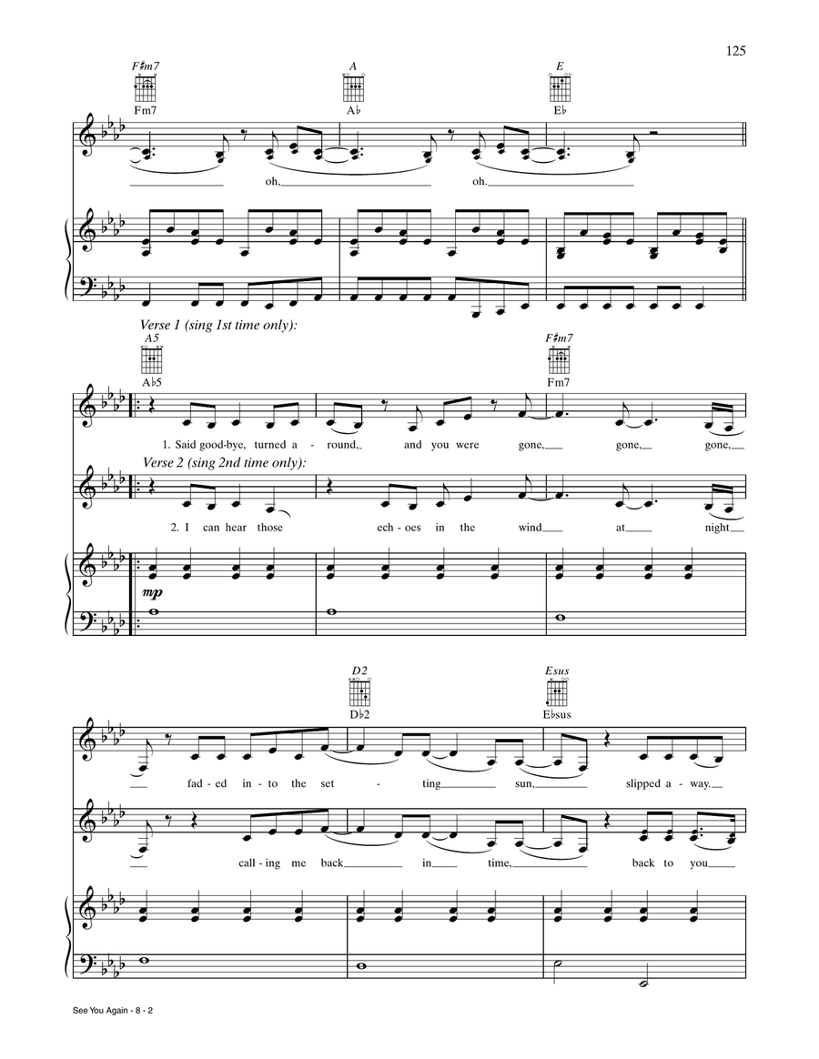 See You Again See You Again Piano, Vocal, Guitar scores gallery preview page 2
