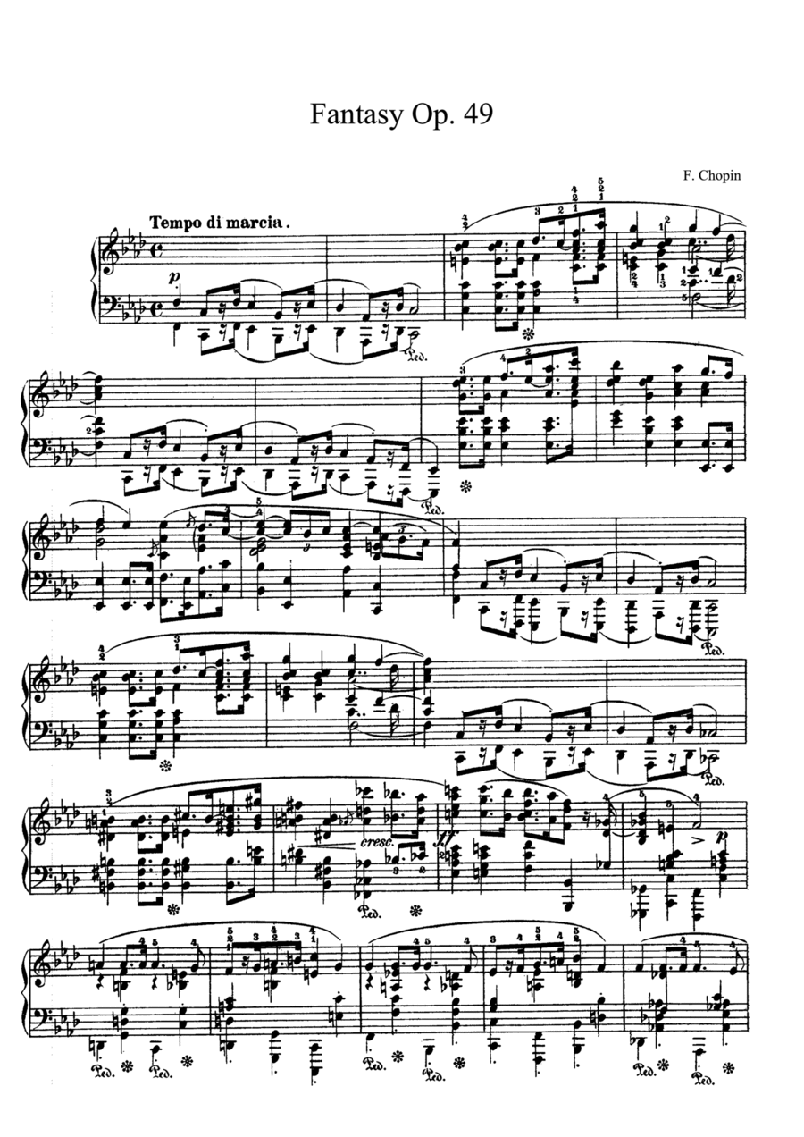 Chopin Fantasy Op. 49 in F Minor Piano Solo scores gallery preview page 1