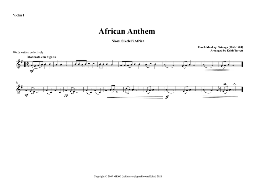 African Union Anthem (Let us All Celebrate & Unite) for String Orchestra String Orchestra scores gallery preview page 3