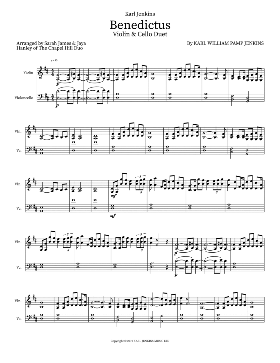 Benedictus Cello scores gallery preview page 1