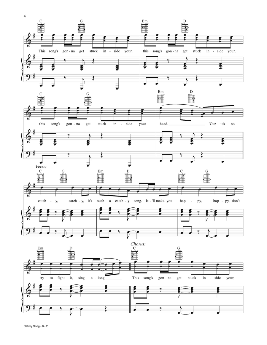 Catchy Song (from The Lego Movie 2) (feat. T-Pain & That Girl Lay Lay) Piano, Vocal, Guitar scores gallery preview page 2