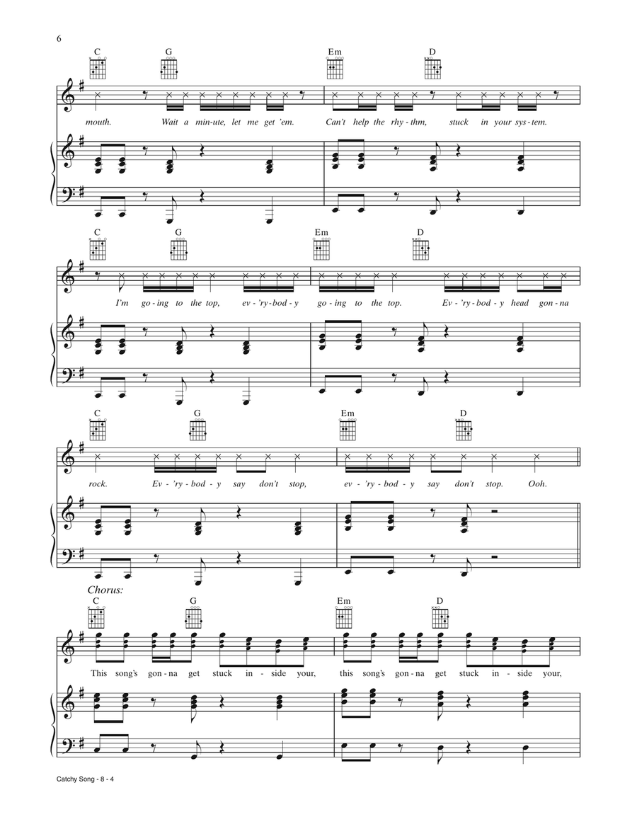 Catchy Song (from The Lego Movie 2) (feat. T-Pain & That Girl Lay Lay) Piano, Vocal, Guitar scores gallery preview page 4