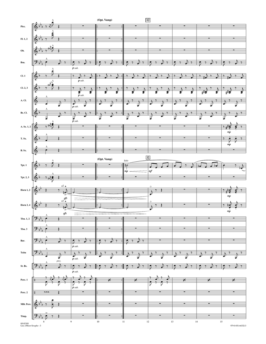Gee, Officer Krupke (from West Side Story) (arr. Paul Murtha) - Conductor Score (Full Score) Concert Band scores gallery preview page 3