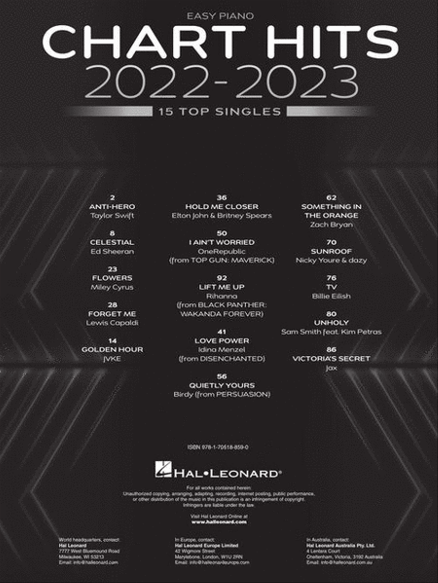 Chart Hits of 2022-2023 Easy Piano scores gallery preview page 3