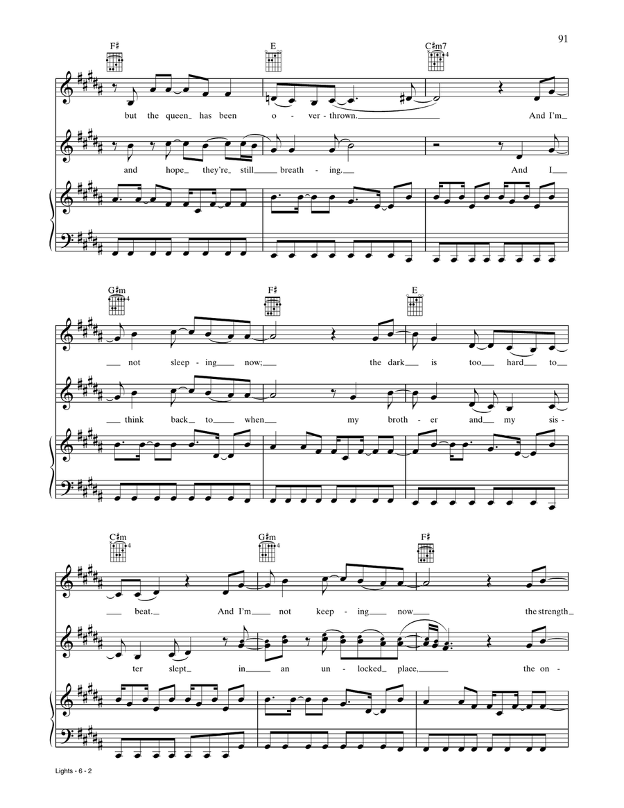 Lights Lights Piano, Vocal, Guitar scores gallery preview page 2