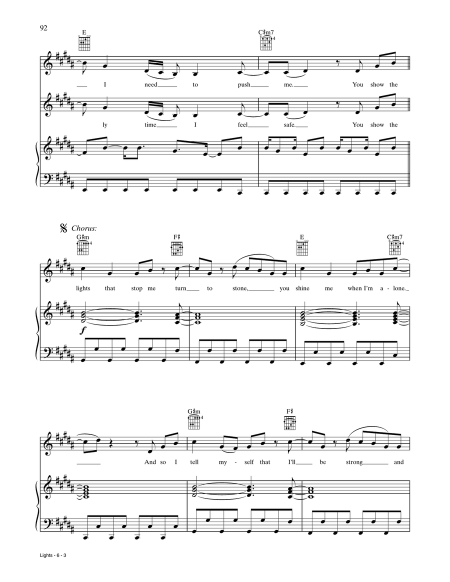 Lights Lights Piano, Vocal, Guitar scores gallery preview page 3