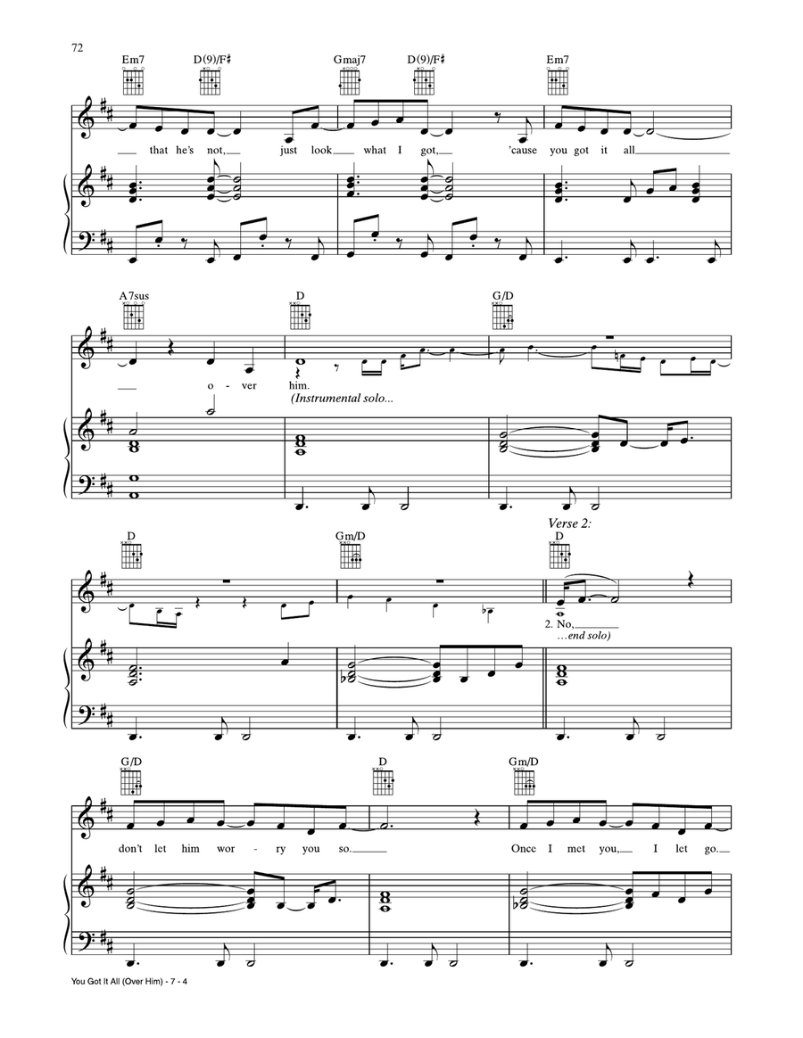 You Got It All (Over Him) Piano, Vocal, Guitar scores gallery preview page 4