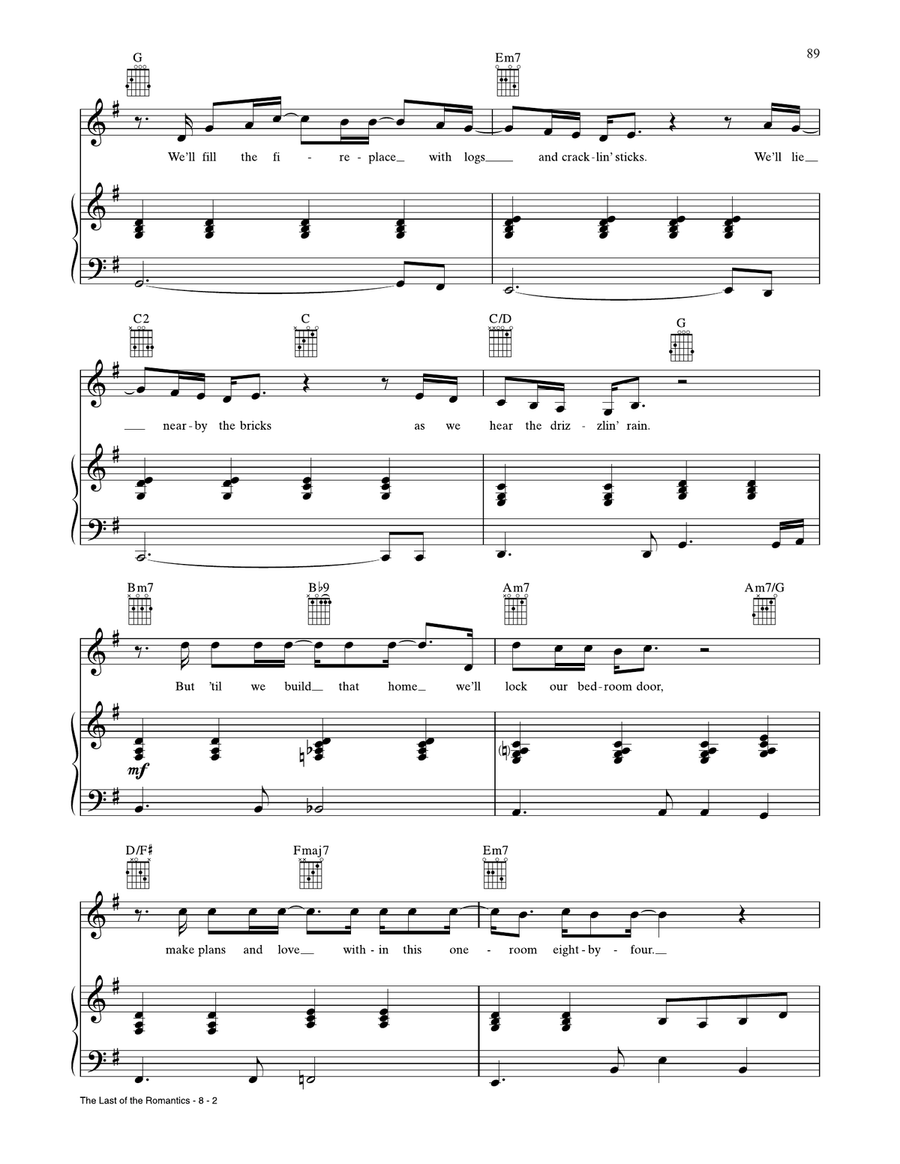 The Last Of The Romantics Piano, Vocal, Guitar scores gallery preview page 2