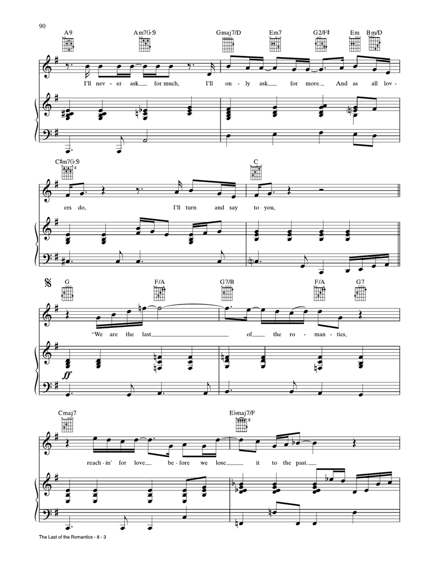 The Last Of The Romantics Piano, Vocal, Guitar scores gallery preview page 3