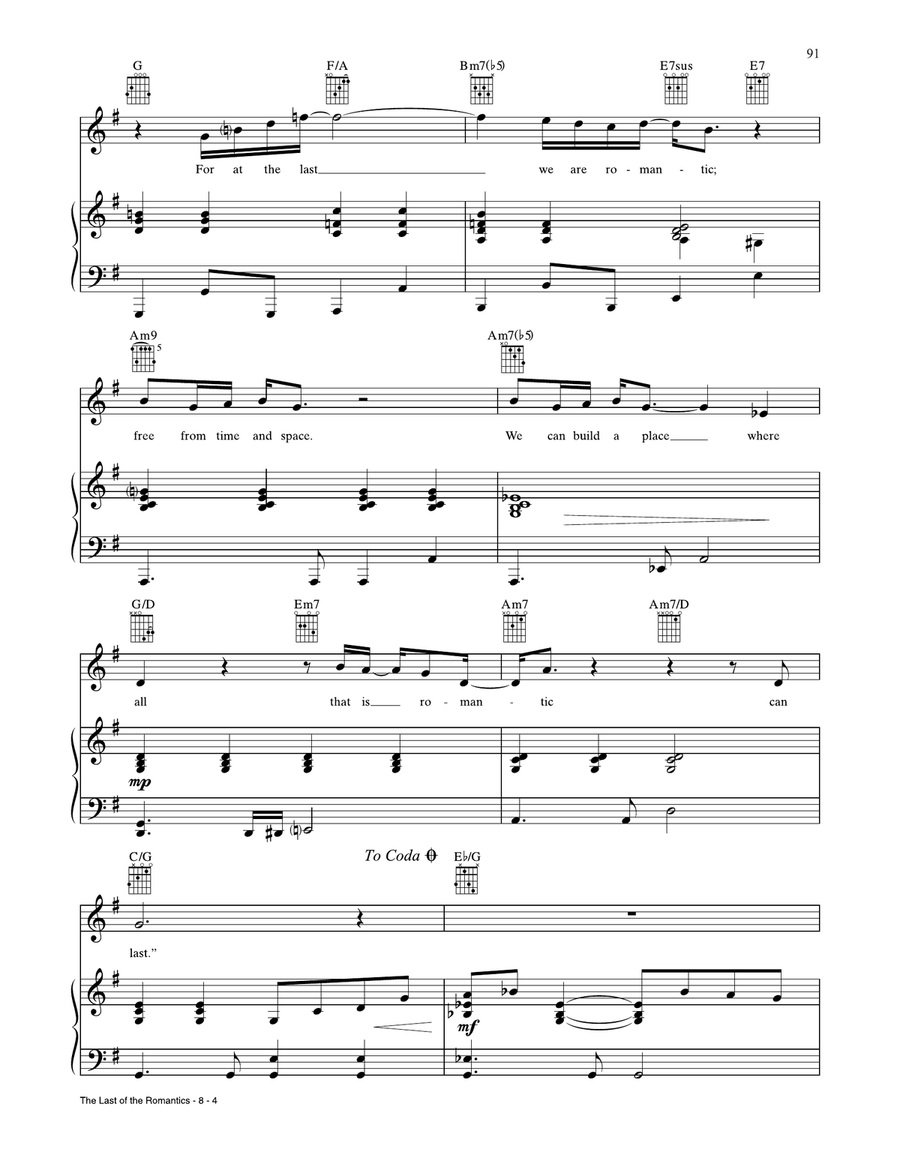 The Last Of The Romantics Piano, Vocal, Guitar scores gallery preview page 4