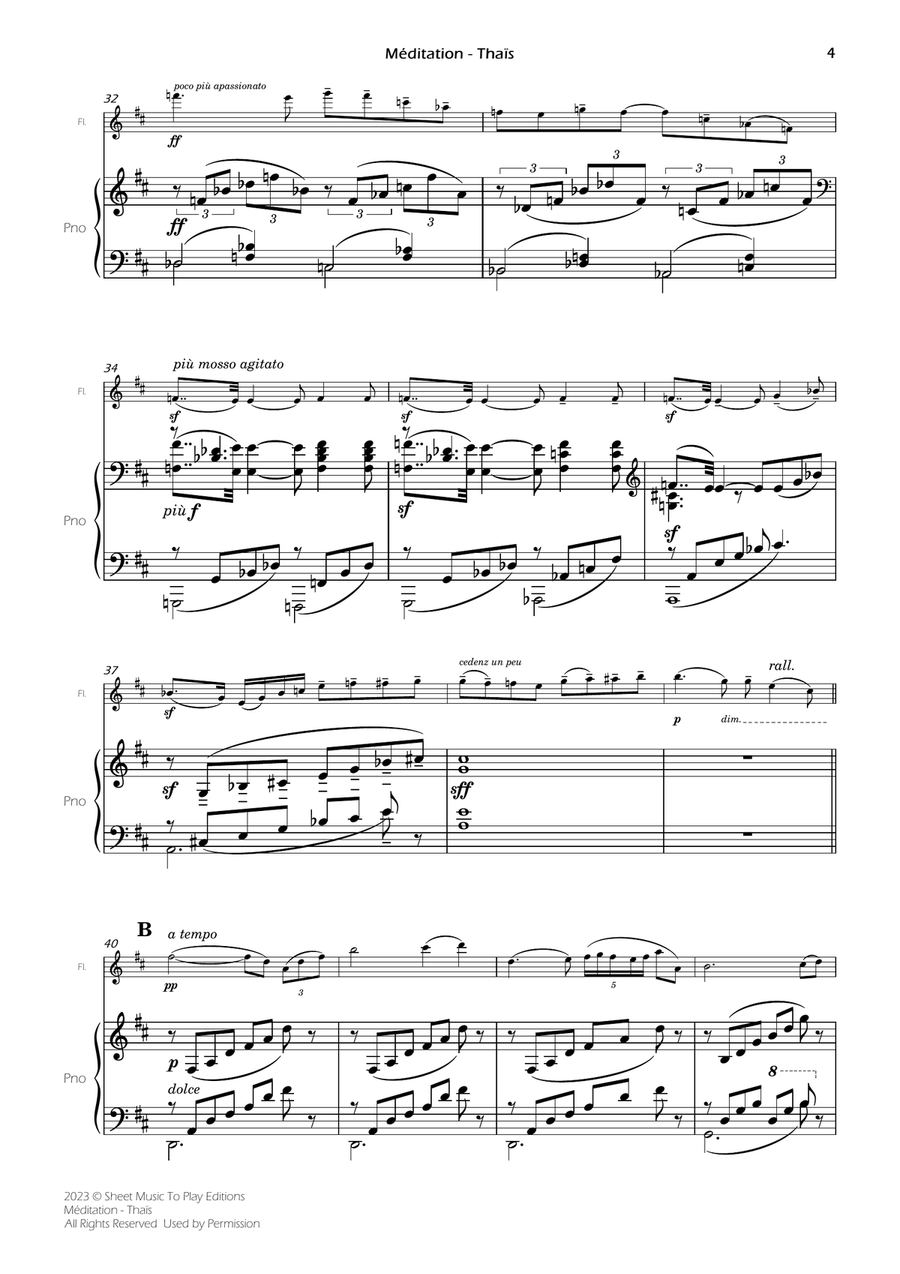 Meditation from Thais - Flute and Piano (Full Score and Parts) Flute Solo scores gallery preview page 6