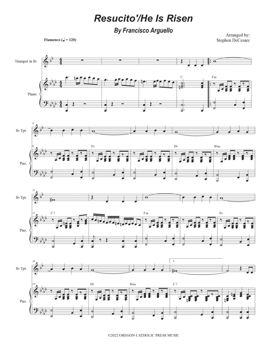 Resucito B-Flat Trumpet scores gallery preview page 1