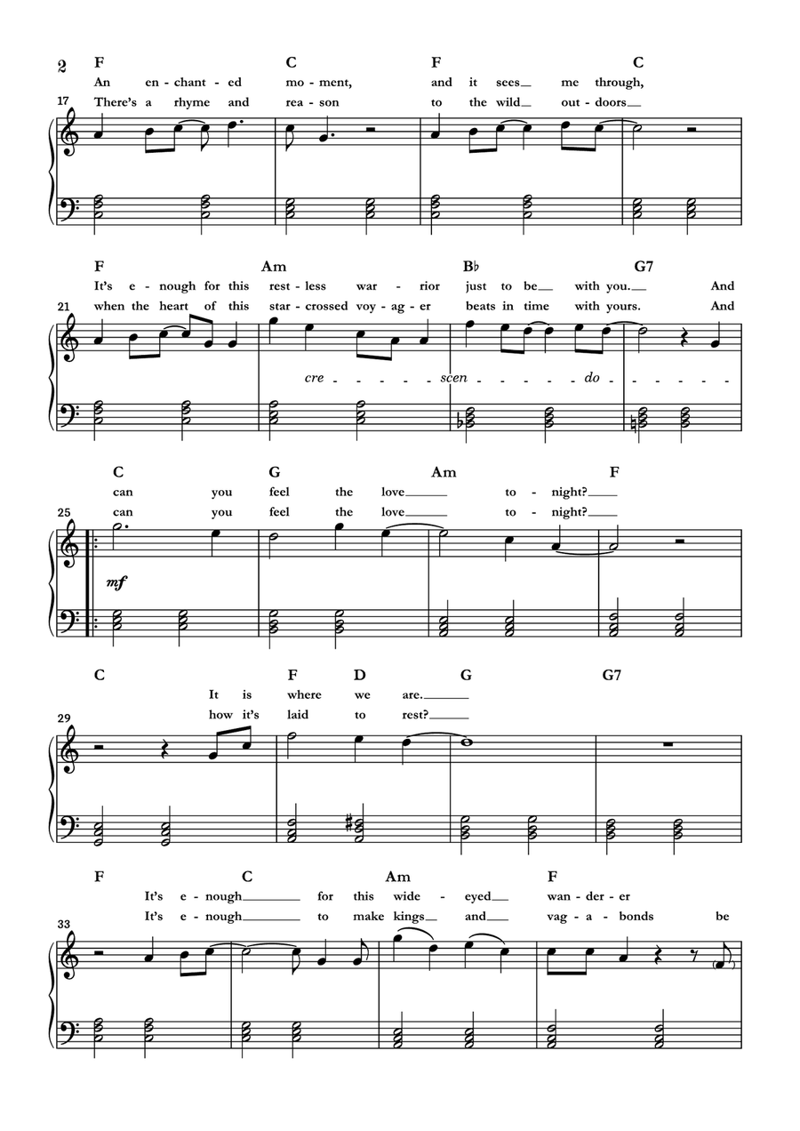 Can You Feel The Love Tonight Easy Piano scores gallery preview page 2