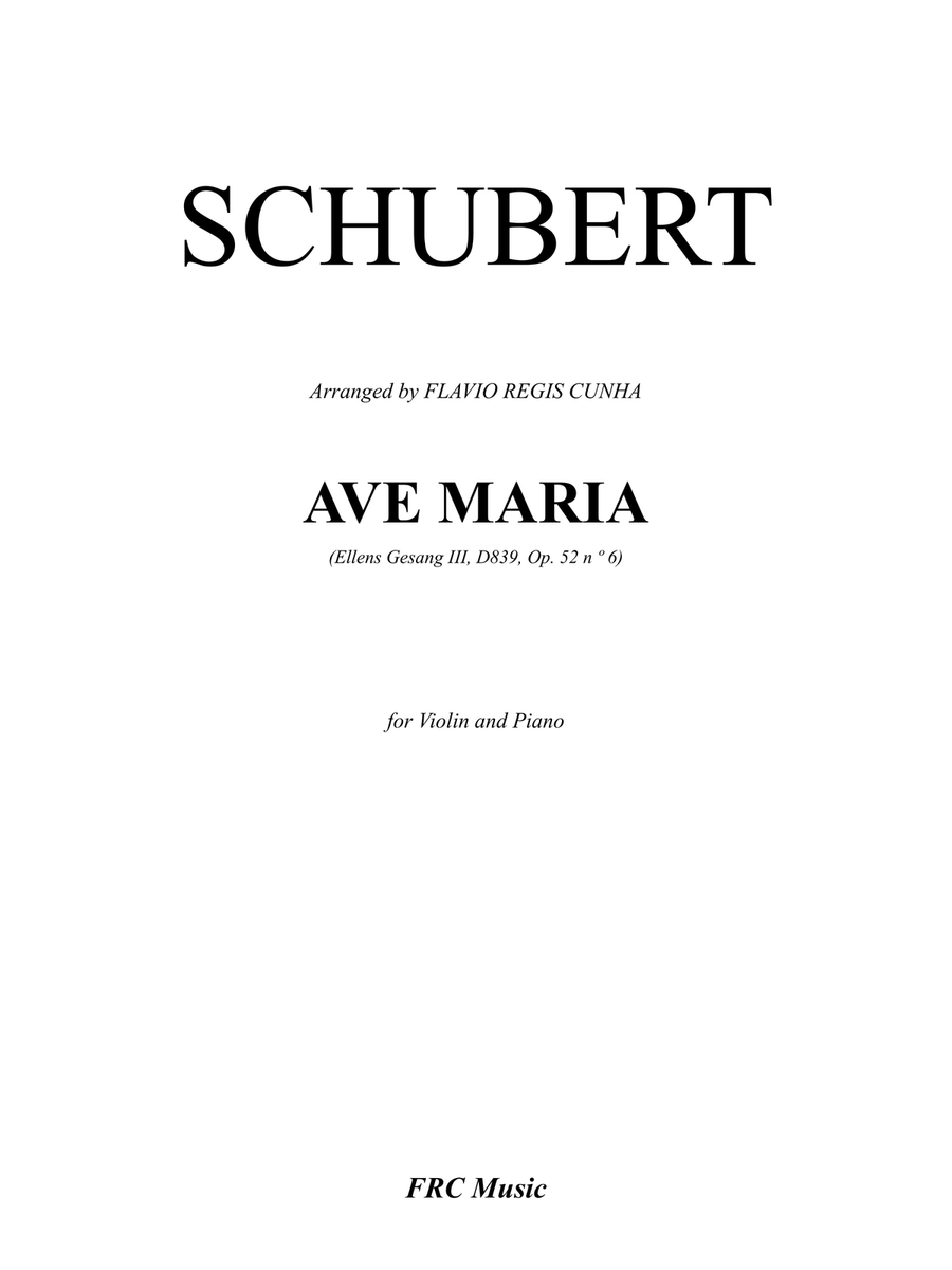 Schubert: Ave Maria (Ellens Gesang III, D839, Op. 52 n º 6) for Violin and Piano Violin Solo scores gallery preview page 2